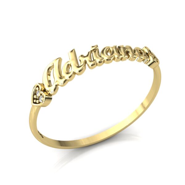 Anel Nome Adriana Pedras Diamantes Ouro 18k