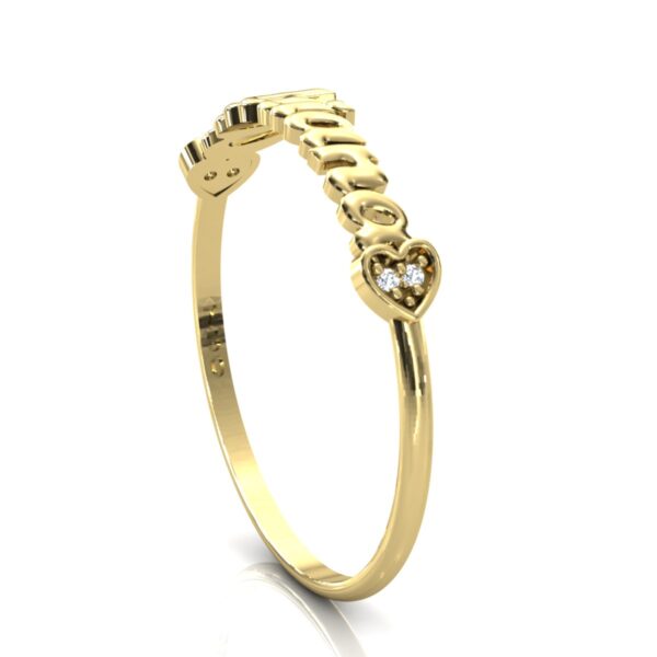Anel Nome Adriana Pedras Diamantes Ouro 18k - Image 3
