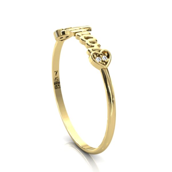 Anel Nome Amor Pedras Diamantes Ouro 18k - Image 3