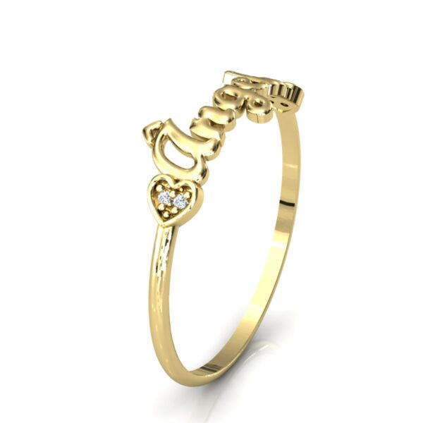 Anel Nome Ângela Pedras Diamantes Ouro 18k - Imagem 3