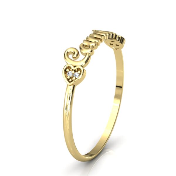 Anel Nome Camila Pedras Diamantes Ouro 18k - Image 3