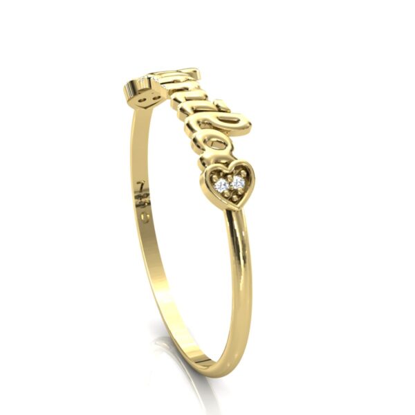 Anel Nome Camila Pedras Diamantes Ouro 18k - Image 4