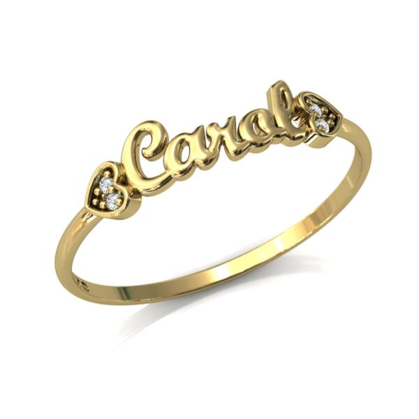 Anel Nome Carol Pedras Diamantes Ouro 18k