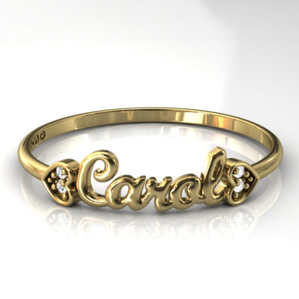 Anel Nome Carol Pedras Diamantes Ouro 18k - Image 3