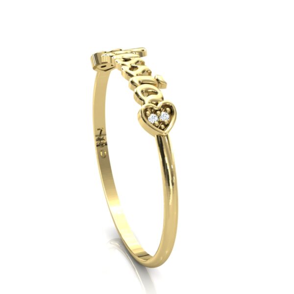 Anel Nome Cassia Pedras Diamantes Ouro 18k - Image 2