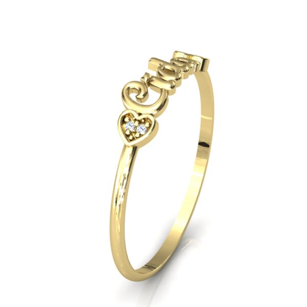 Anel Nome Cida Pedras Diamantes Ouro 18k - Image 3