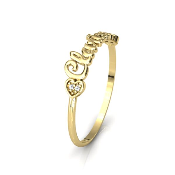 Anel Nome Clarissa Pedras Diamantes Ouro 18k - Image 3