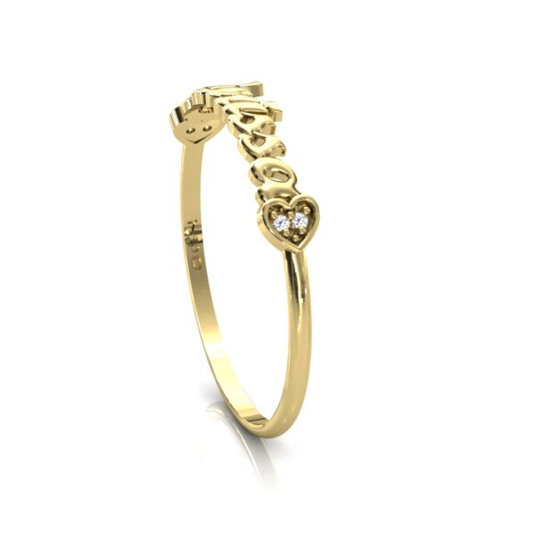 Anel Nome Clarissa Pedras Diamantes Ouro 18k - Image 4