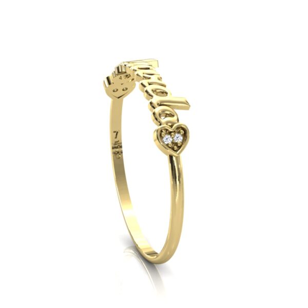 Anel Nome Eduarda Pedras Diamantes Ouro 18k - Image 4