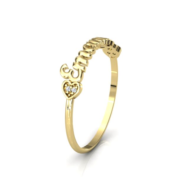 Anel Nome Emanuel Pedras Diamantes Ouro 18k - Imagem 3