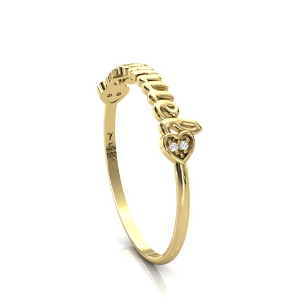Anel Nome Emanuel Pedras Diamantes Ouro 18k - Imagem 4