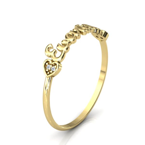 Anel Nome Evaristo Pedras Diamantes Ouro 18k - Image 3