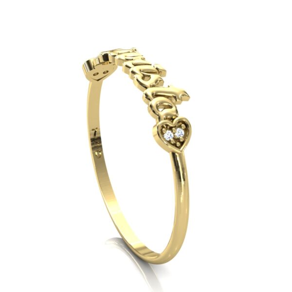 Anel Nome Evaristo Pedras Diamantes Ouro 18k - Image 4