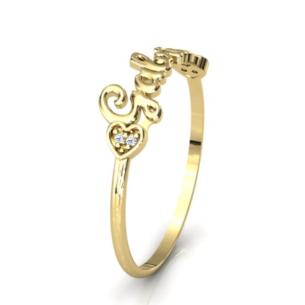 Anel Nome Gabriel Pedras Diamantes Ouro 18k - Image 3