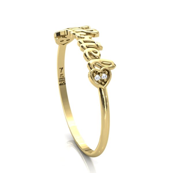 Anel Nome Gabriel Pedras Diamantes Ouro 18k - Image 4