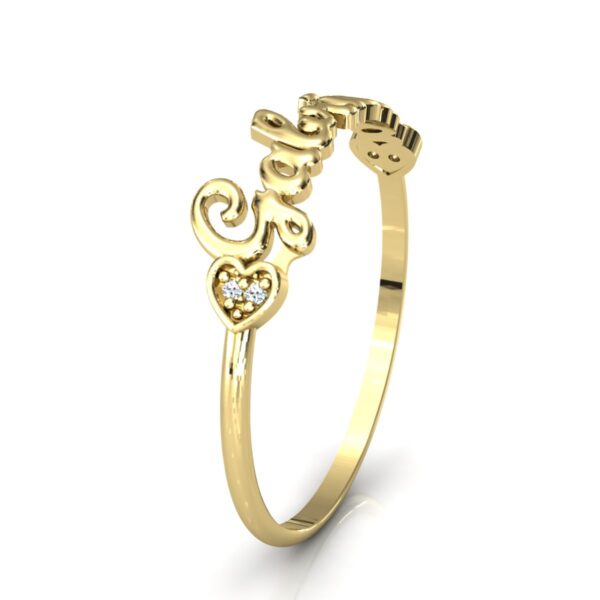 Anel Nome Gabriela Pedras Diamantes Ouro 18k - Imagem 3