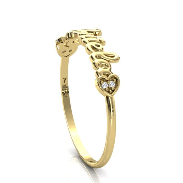 Anel Nome Gabriela Pedras Diamantes Ouro 18k - Imagem 4