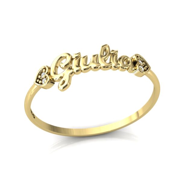 Anel Nome Giulia Pedras Diamantes Ouro 18k