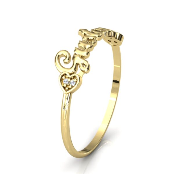 Anel Nome Gustavo Pedras Diamantes Ouro 18k - Image 3