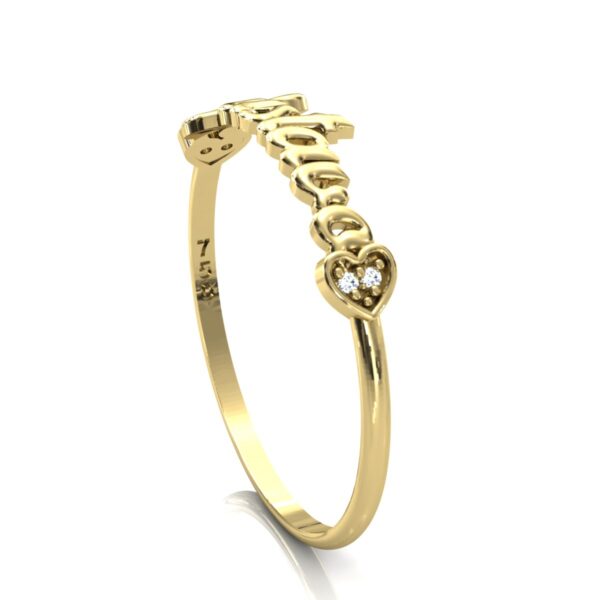 Anel Nome Gustavo Pedras Diamantes Ouro 18k - Image 4