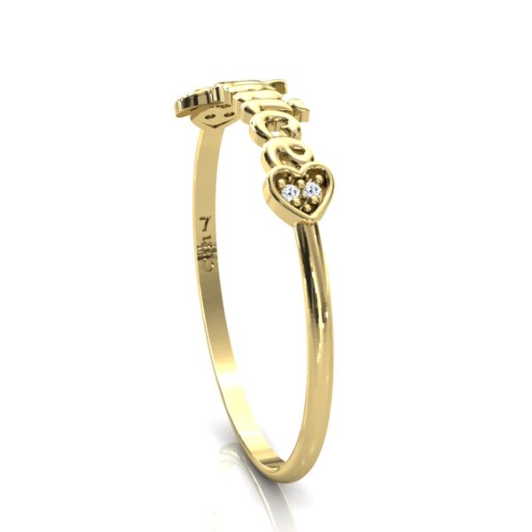 Anel Nome Janice Pedras Diamantes Ouro 18k - Image 4