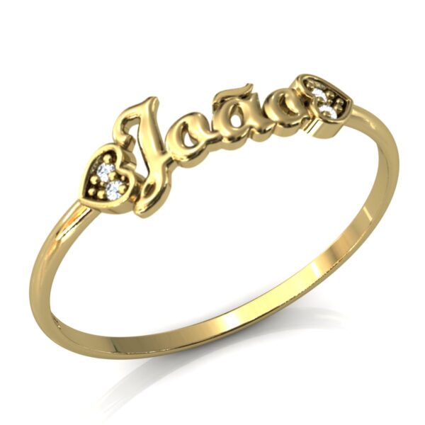 Anel Nome João Pedras Diamantes Ouro 18k