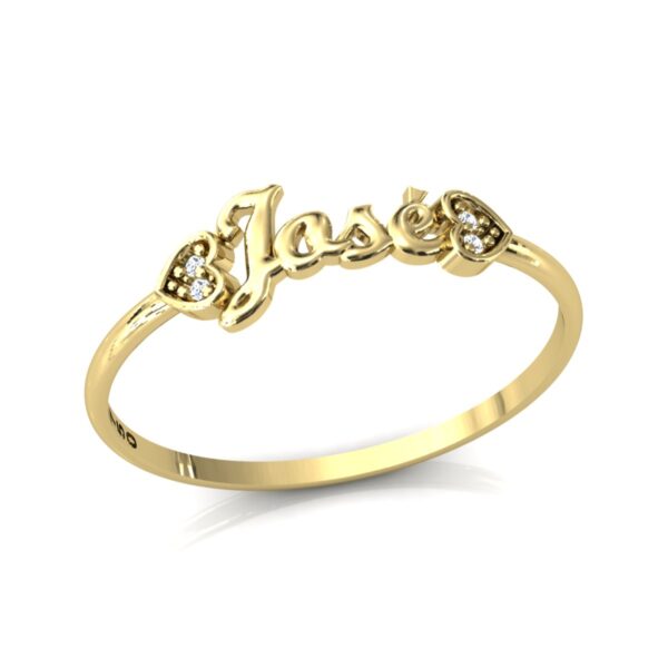 Anel Nome José Pedras Diamantes Ouro 18k