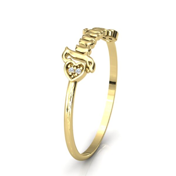 Anel Nome Junior Pedras Diamantes Ouro 18k - Image 3