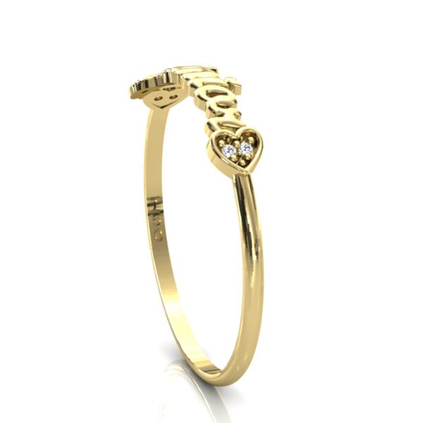 Anel Nome Junior Pedras Diamantes Ouro 18k - Image 4