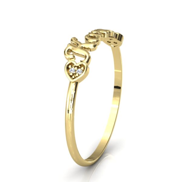Anel Nome Karen Pedras Diamantes Ouro 18k - Image 3