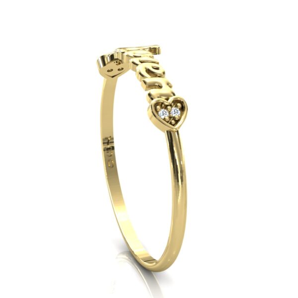 Anel Nome Karen Pedras Diamantes Ouro 18k - Image 4