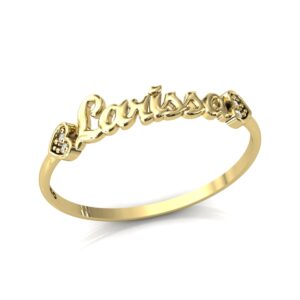 Anel Nome Larissa Pedras Diamantes Ouro 18k