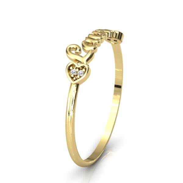 Anel Nome Laura Pedras Diamantes Ouro 18k - Image 3