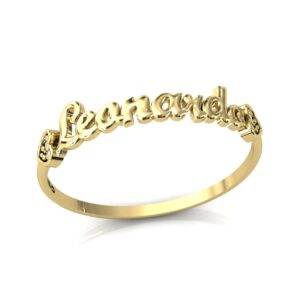 Anel Nome Leonardo Pedras Diamantes Ouro 18k