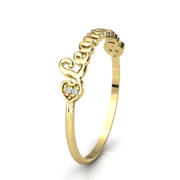 Anel Nome Leonardo Pedras Diamantes Ouro 18k - Image 3