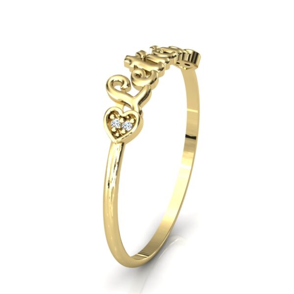 Anel Nome Letícia Pedras Diamantes Ouro 18k - Image 3