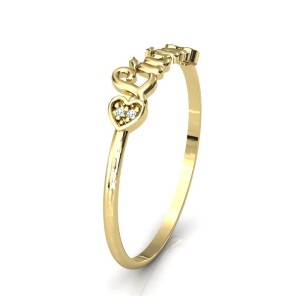 Anel Nome Lívia Pedras Diamantes Ouro 18k - Image 3