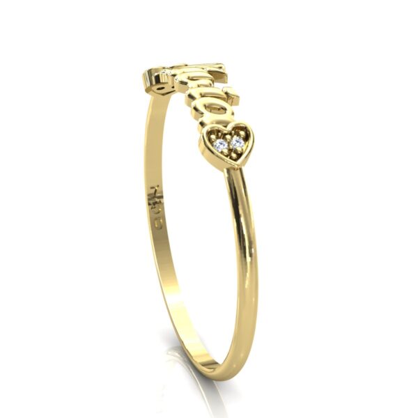 Anel Nome Lívia Pedras Diamantes Ouro 18k - Image 4