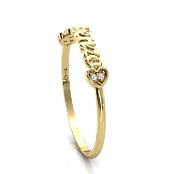 Anel Nome Lorenzo Pedras Diamantes Ouro 18k - Image 4