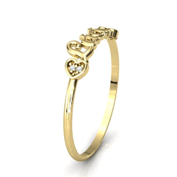 Anel Nome Lúcia Pedras Diamantes Ouro 18k - Image 3