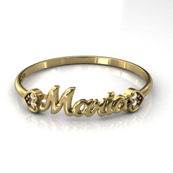 Anel Nome Maria Pedras Diamantes Ouro 18k - Image 4