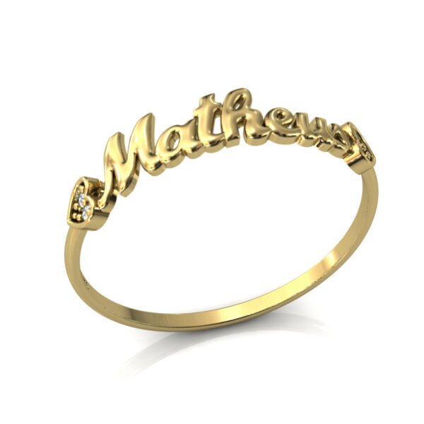 Anel Nome Matheus Pedras Diamantes Ouro 18k
