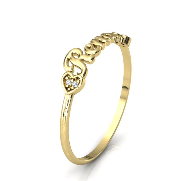 Anel Nome Renan Pedras Diamantes Ouro 18k - Imagem 3
