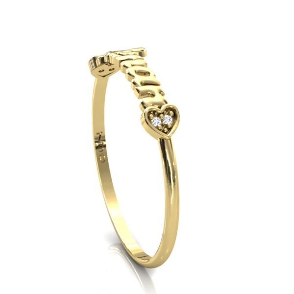 Anel Nome Renan Pedras Diamantes Ouro 18k - Imagem 4