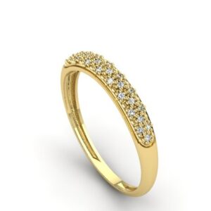 Anel Aparador Meia Aliança Com 25 Pedras Diamantes Ouro 18k