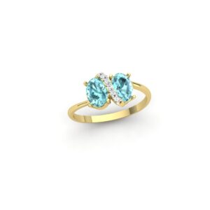 Anel Pedras Ovais Zircônias Ouro 18k