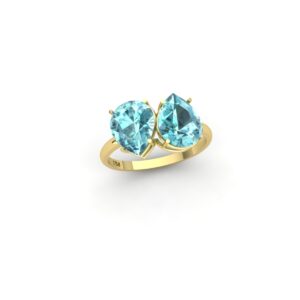 Anel Pedras Gotas Zircônias Ouro 18k