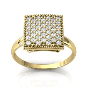 Anel Chuveiro Quadrado Grande Ouro 18k