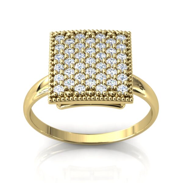 Anel Chuveiro Quadrado Grande Ouro 18k