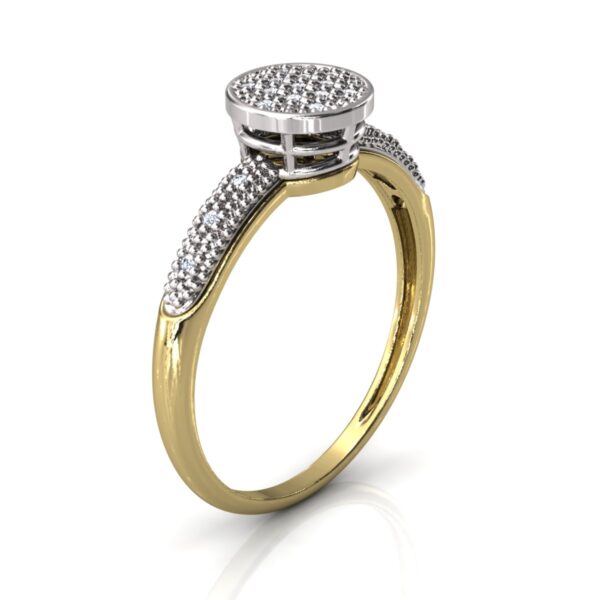 Lindo Anel Chuveiro Diamantes Aro Cravejado Redondo Ouro 18k - Imagem 3